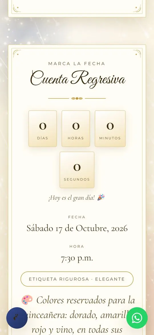 Cuenta regresiva y datos